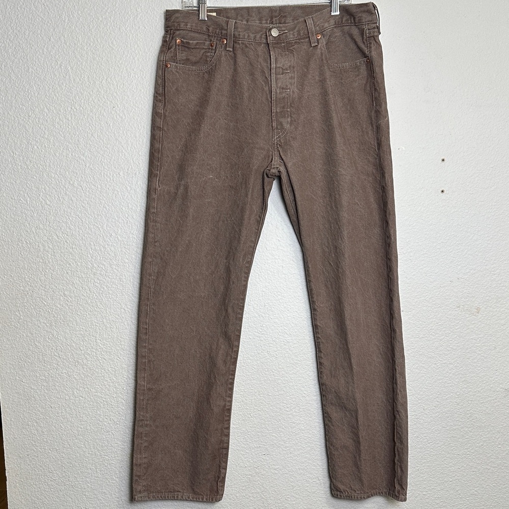 Levi’s 501 Fresh Jeans Premium Brown Wash Button Fly‎ Men’s 36W Denim Cherry Tag